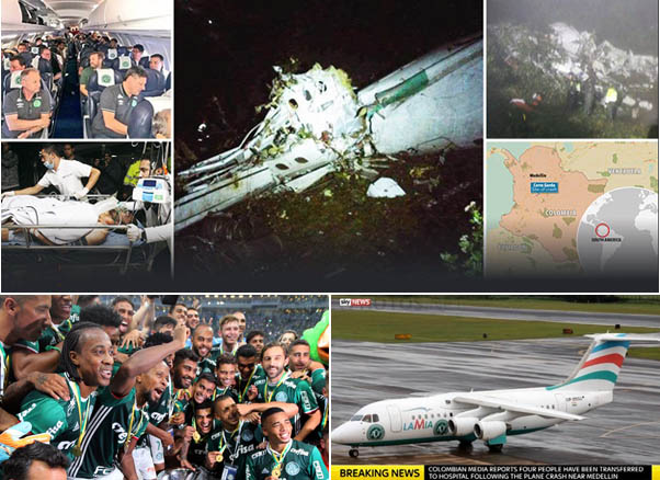 Pesawat yang Ditumpangi Tim Brasil Jatuh, 76 Tewas dan Lima Selamat